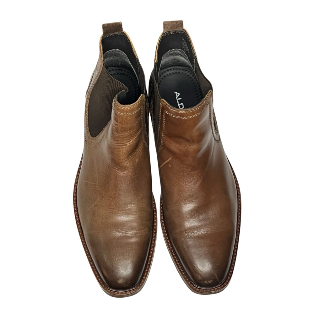 ALDO Men’s Cognac Brown Real Leather Chelsea Boot 10